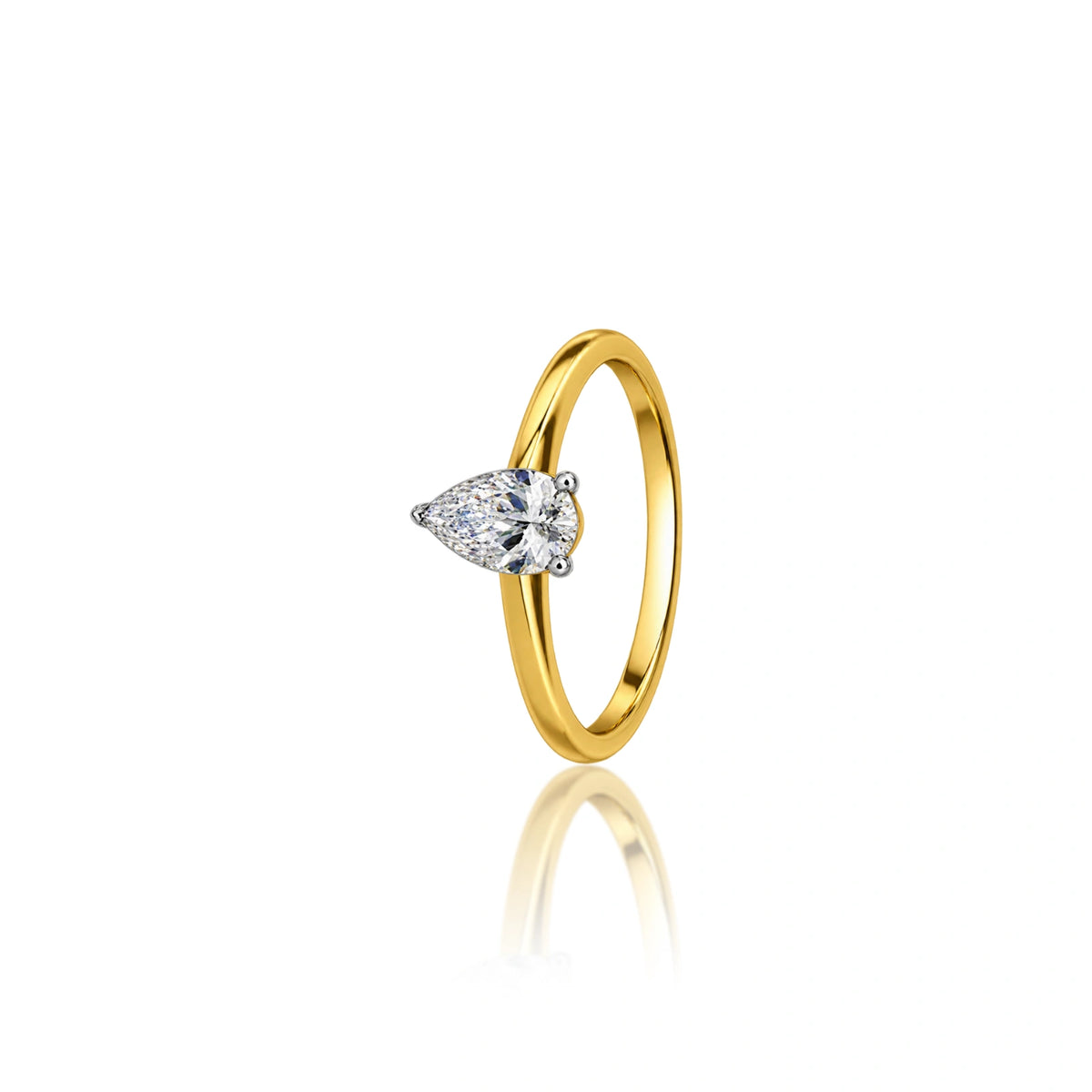 Lab grown 1 Ct Pear Cut Diamond Solitaire Ring