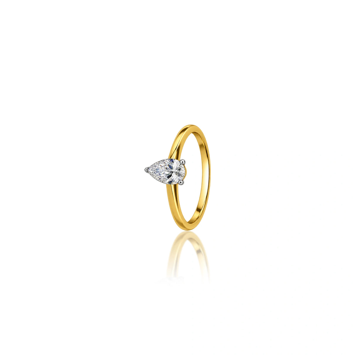 Lab grown 0.5 Ct Pear Cut Diamond Solitaire Ring 