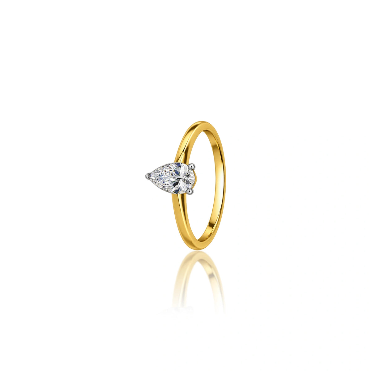 Lab grown 0.75 Ct Pear Cut Diamond Solitaire Ring