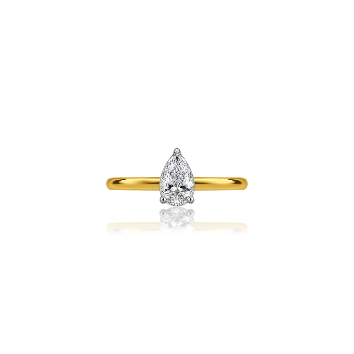 1 Ct Pear Cut Diamond Solitaire Ring by Fortune Jewellery 