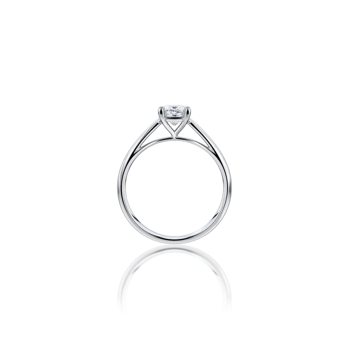 Side view of 1 Ct Cushion Cut Lab Grown Diamond Solitaire Ring by Fortune Jewellery