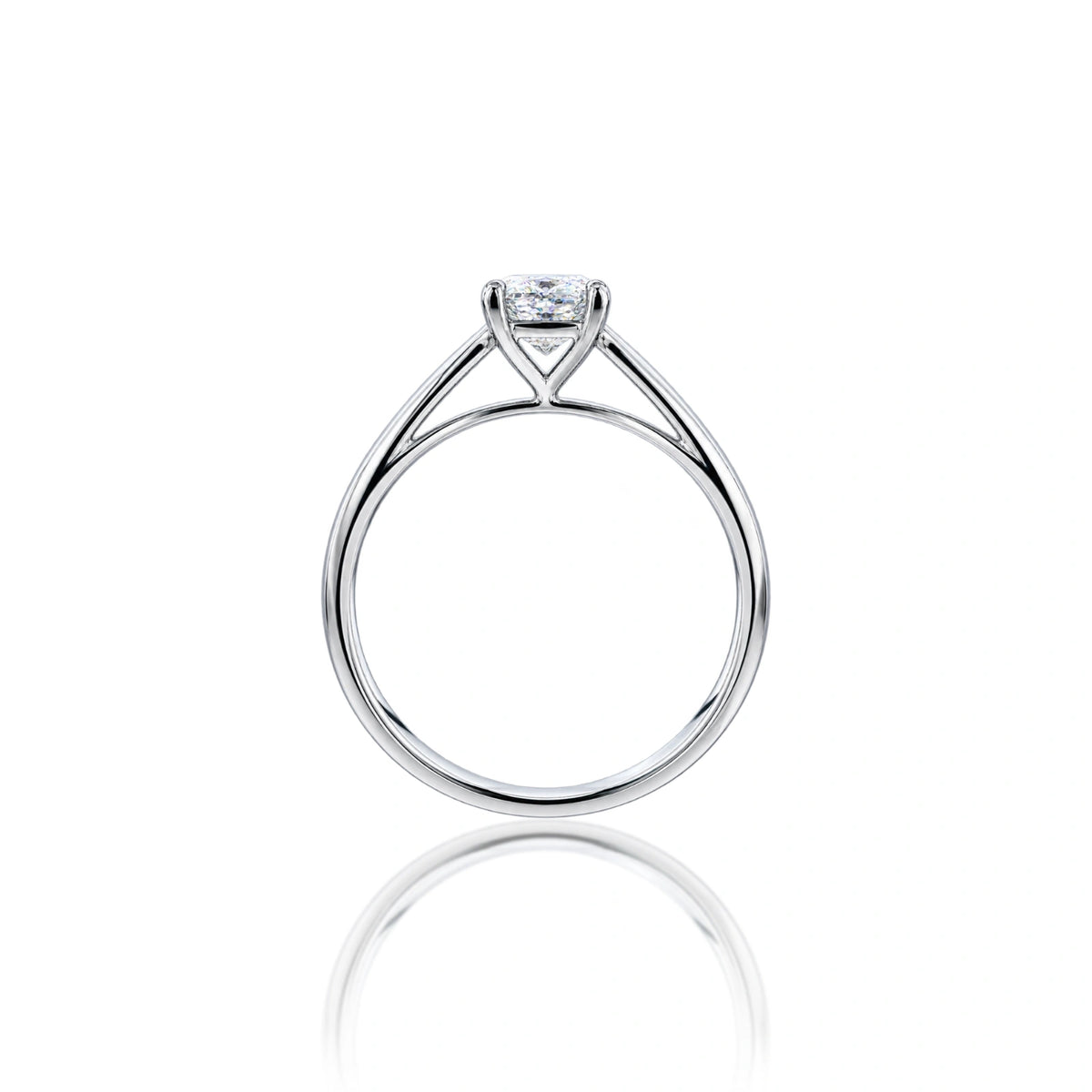 Side view of 2 Ct Cushion Cut Lab Grown Diamond Solitaire Ring by Fortune Jewellery