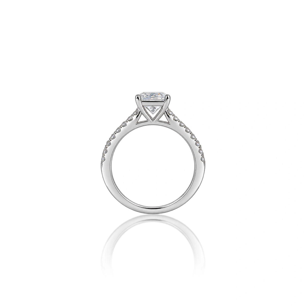 Lab grown 1 Ct Princess Cut Diamond Pave Ring