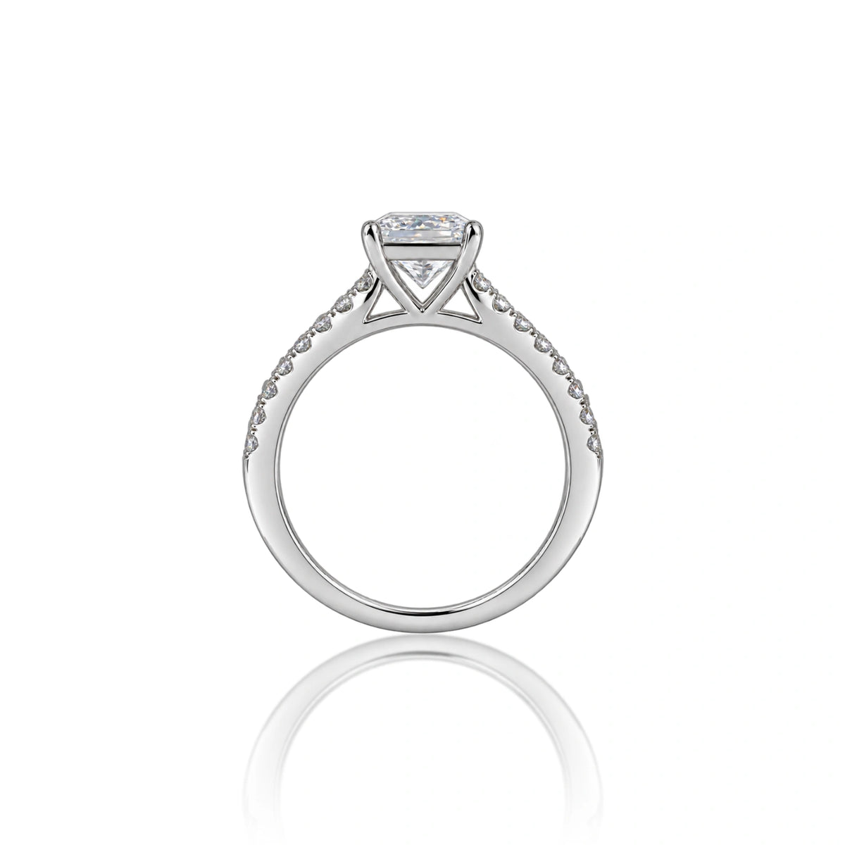 Lab grown 2 Ct Princess Cut Diamond Pave Ring