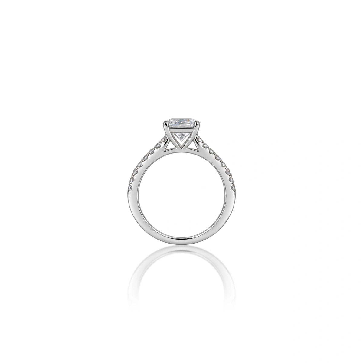 Lab grown 0.75 Ct Princess Cut Diamond Pave Ring
