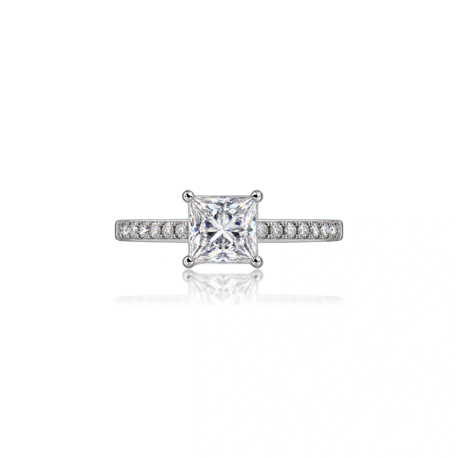 4 Ct Princess Cut Diamond Pave Ring by Fortune Jewellery 