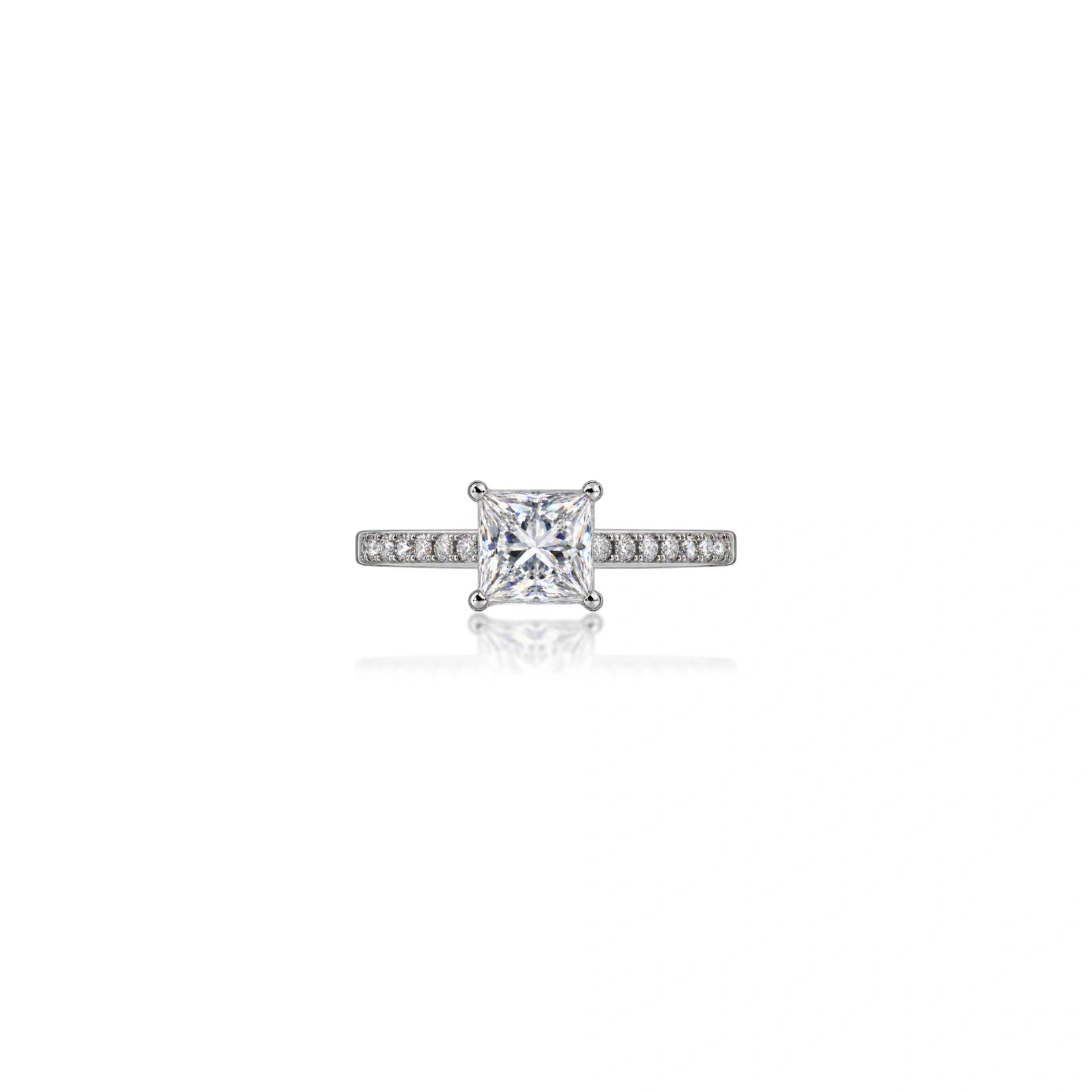 0.75 Ct Princess Cut Diamond Pave Ring by Fortune Jewellery 