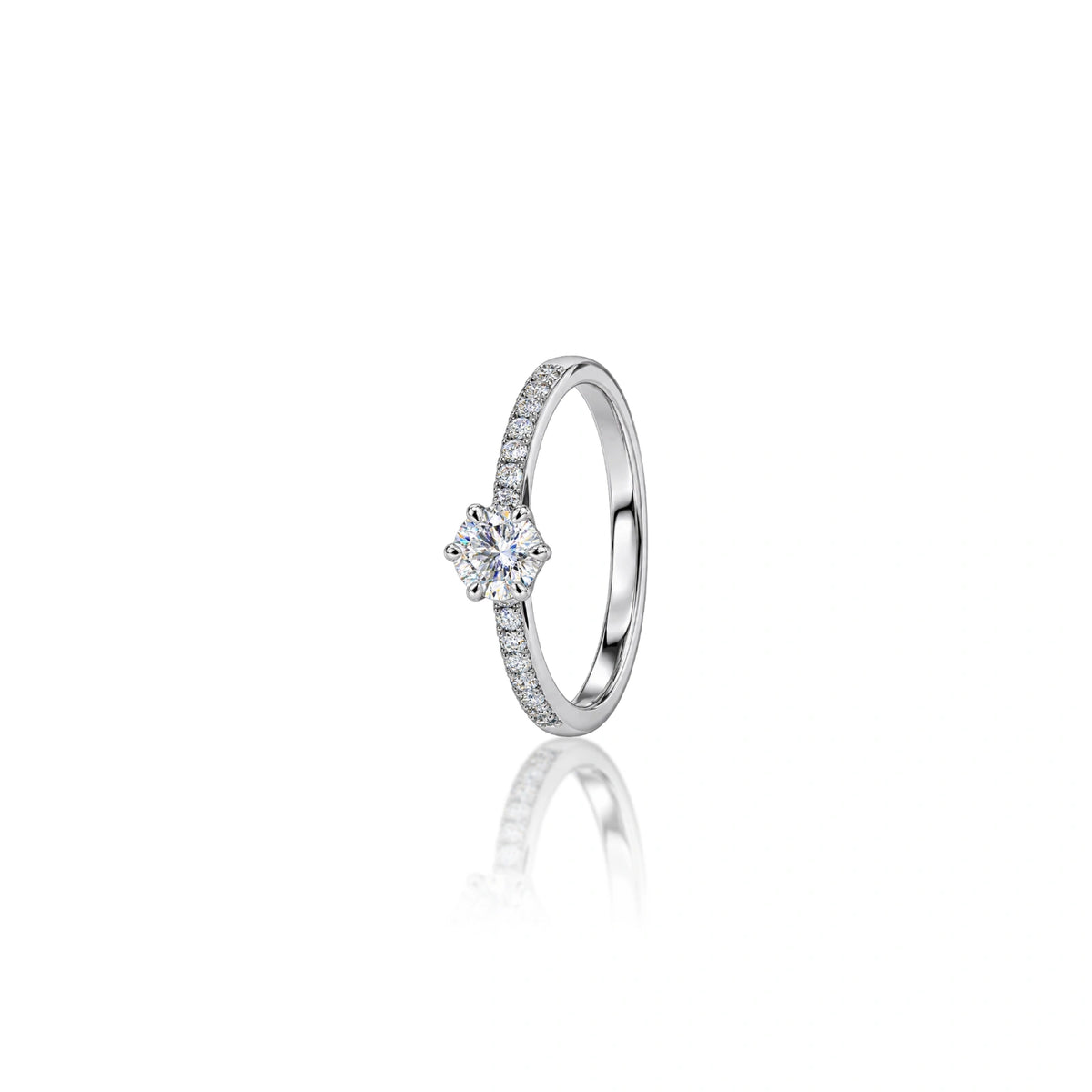 Side view of 0.75 Ct Round Lab Grown Diamond Halo Ring by Fortune Jewellery