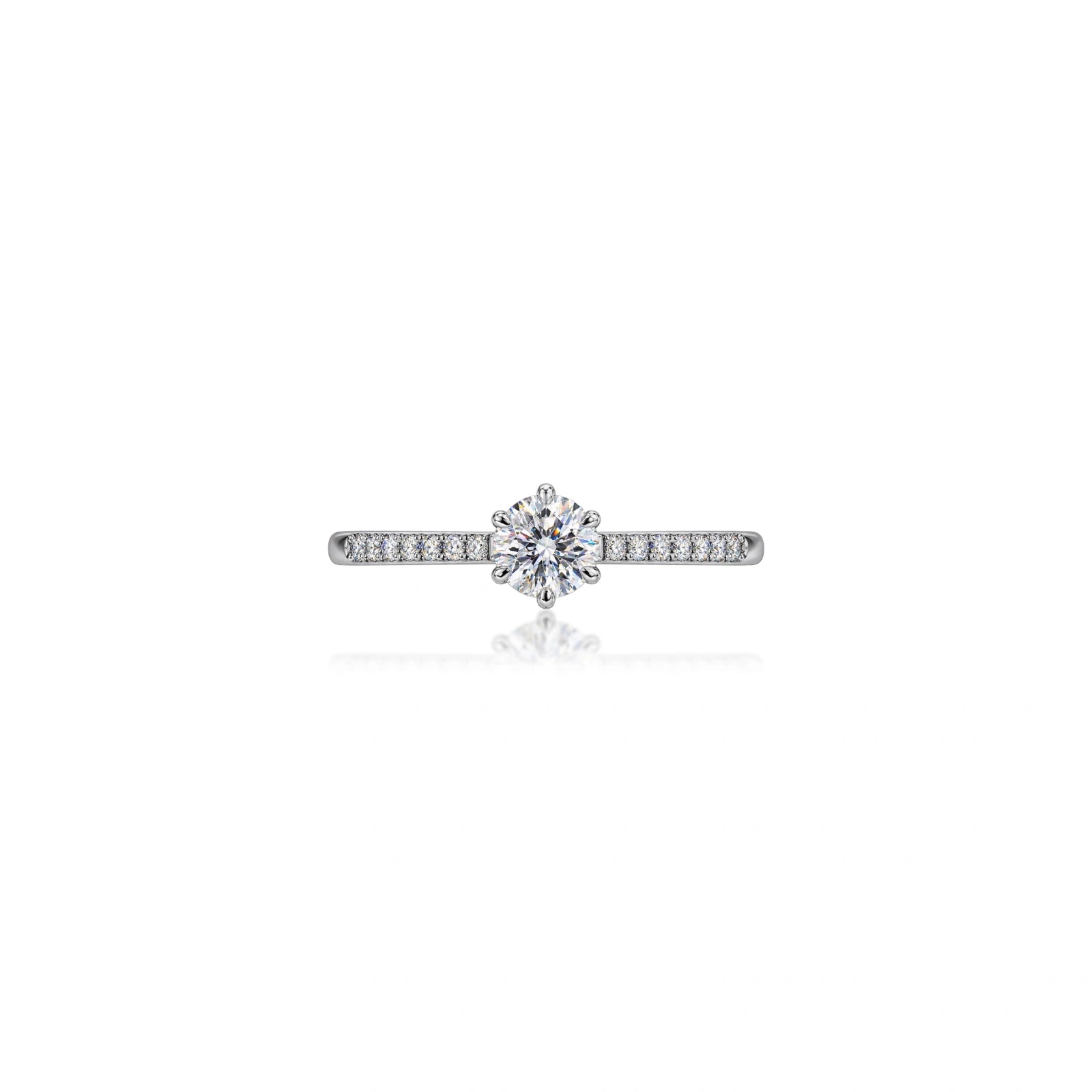 1 Ct Round Cut Diamond Pavé Solitaire Ring by Fortune Jewellery