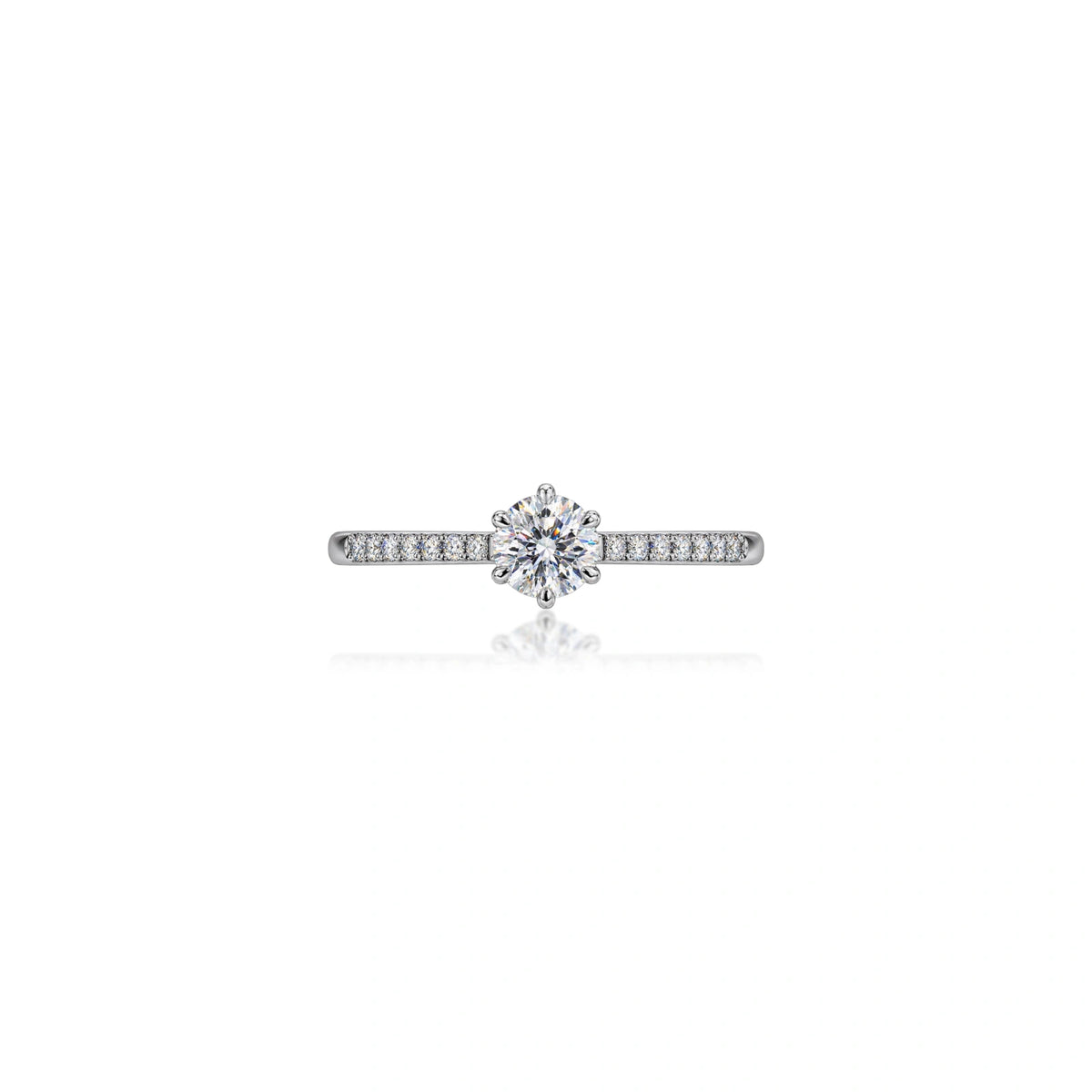 1 Ct Round Cut Diamond Pavé Solitaire Ring by Fortune Jewellery