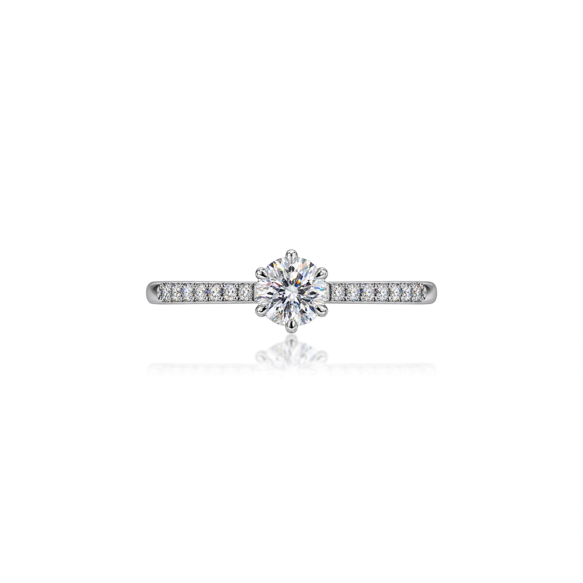 4 Ct Round Cut Diamond Pavé Solitaire Ring by Fortune Jewellery