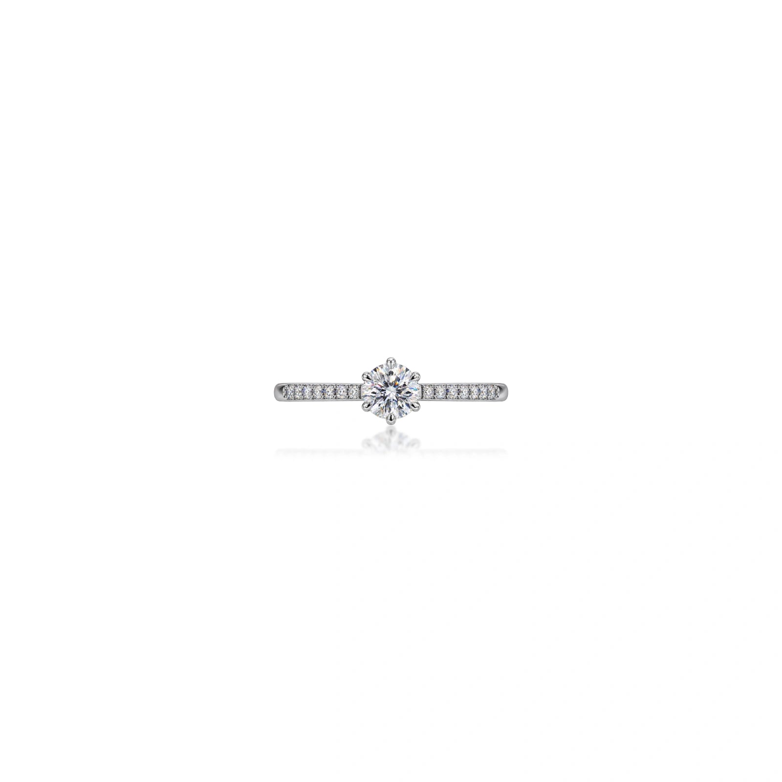 0.5 Ct Round Cut Diamond Pavé Solitaire Ring by Fortune Jewellery
