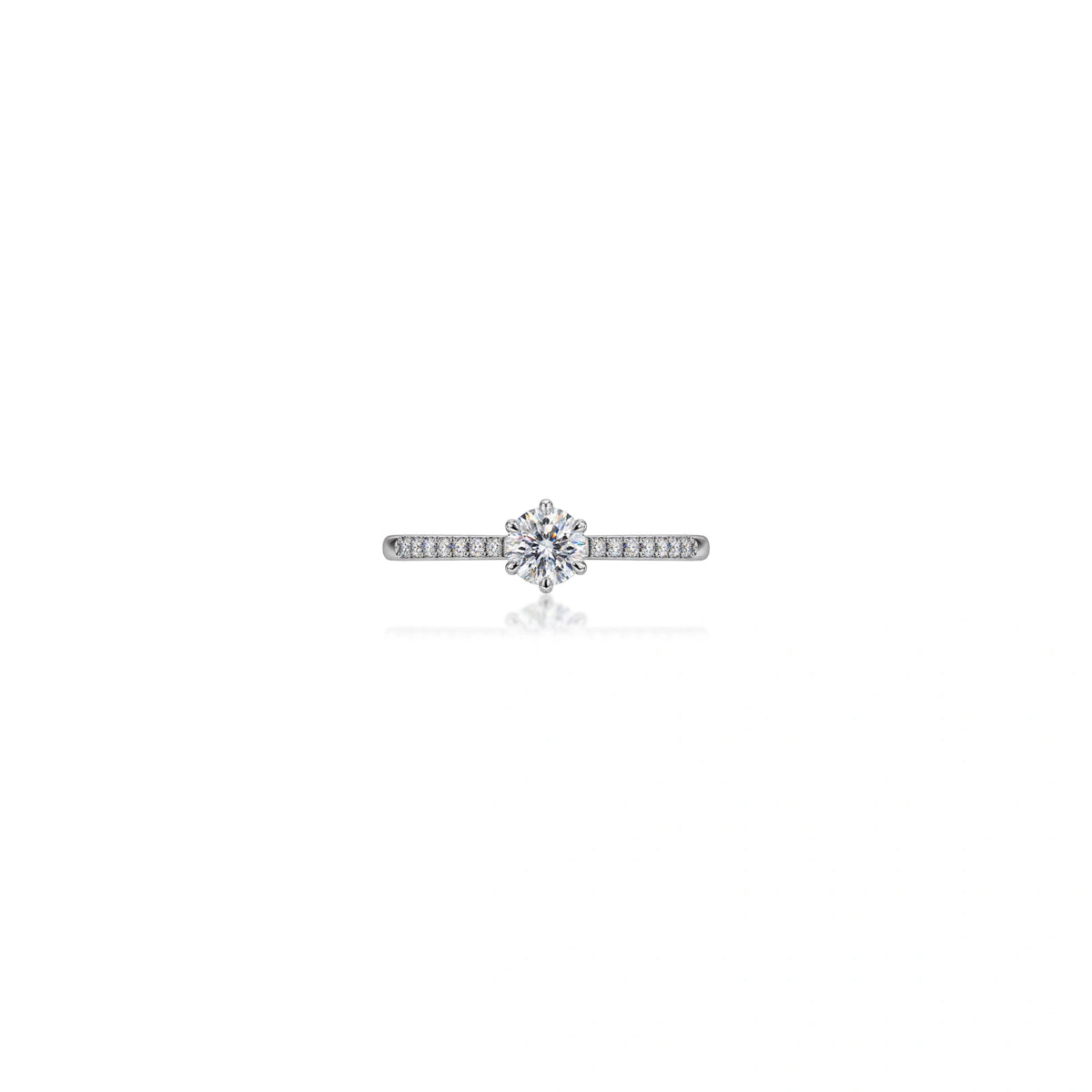0.5 Ct Round Cut Diamond Pavé Solitaire Ring by Fortune Jewellery