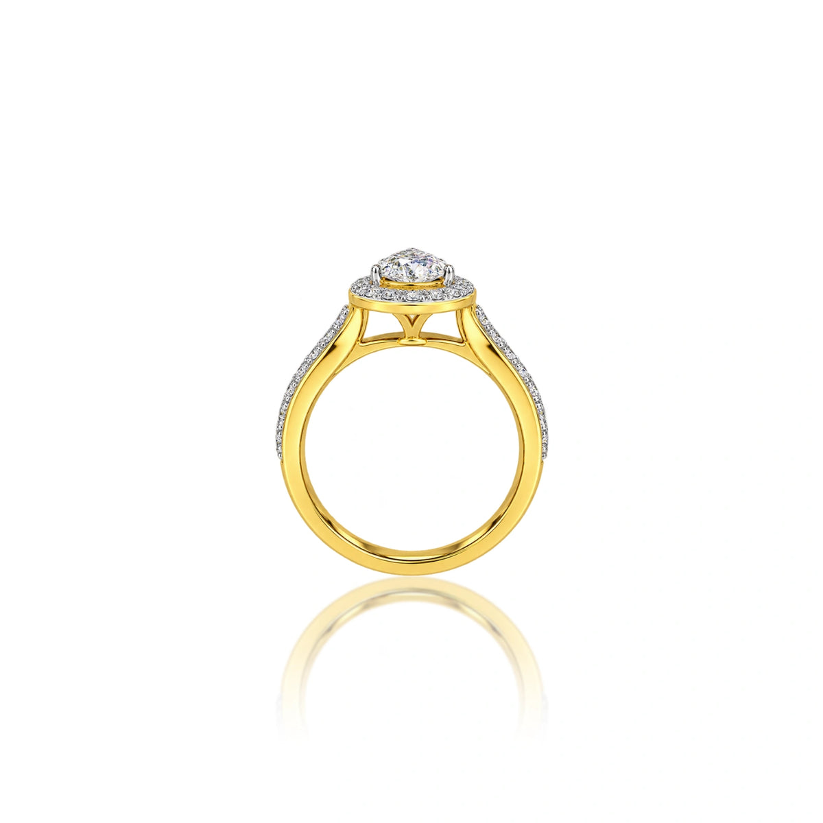 Lab grown 1 Ct Pear Cut Diamond Halo Pave Ring
