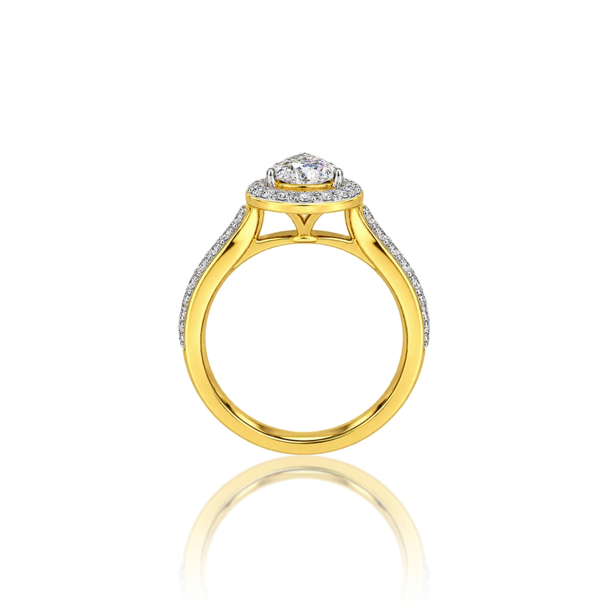 Lab grown 2 Ct Pear Cut Diamond Halo Pave Ring
