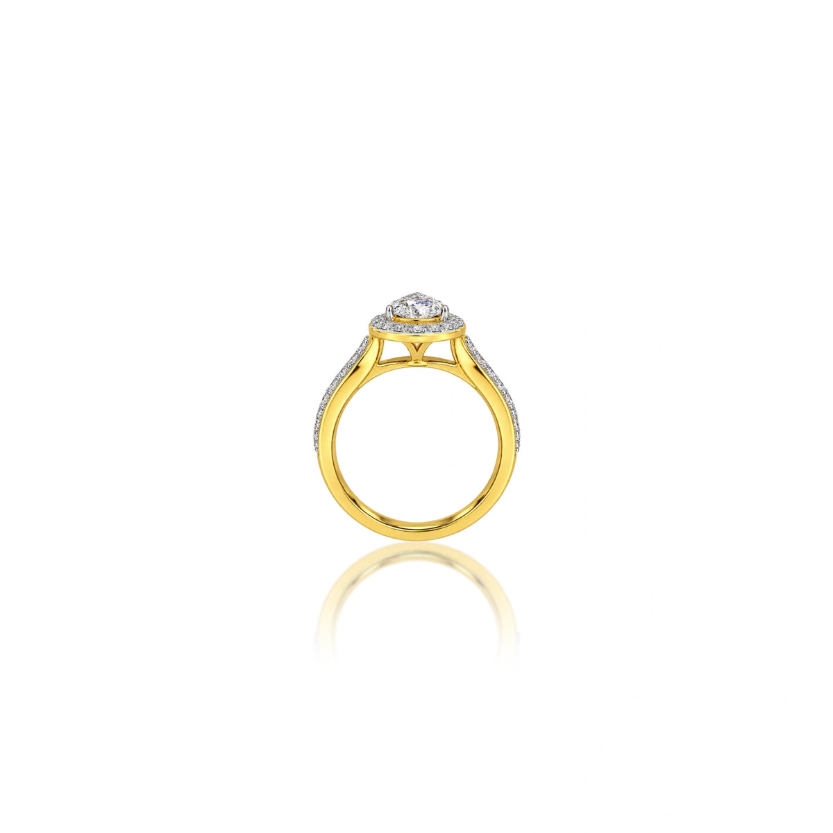 Lab grown 0.5 Ct Pear Cut Diamond Halo Pave Ring