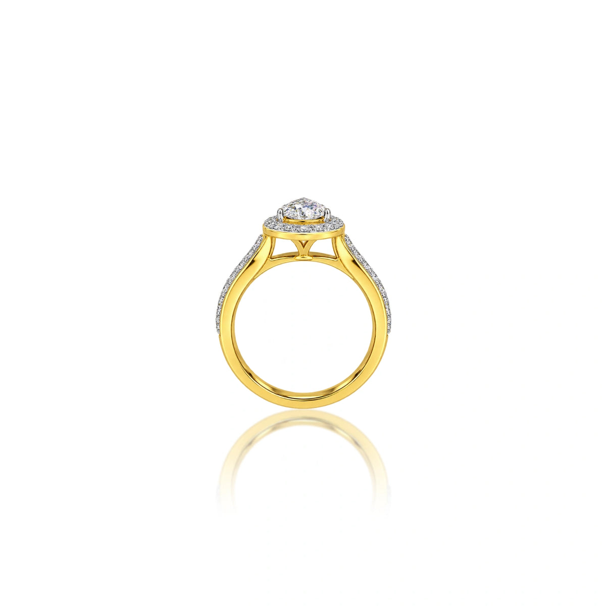 Lab grown 0.75 Ct Pear Cut Diamond Halo Pave Ring