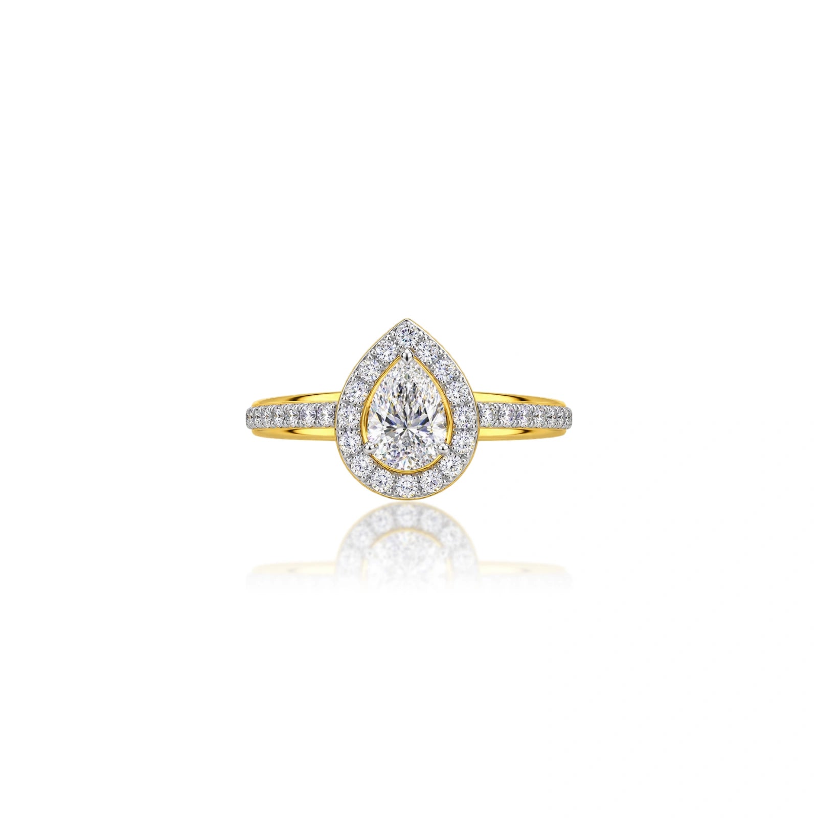 1 Ct Pear Cut Diamond Halo Pave Ring by Fortune Jewellery
