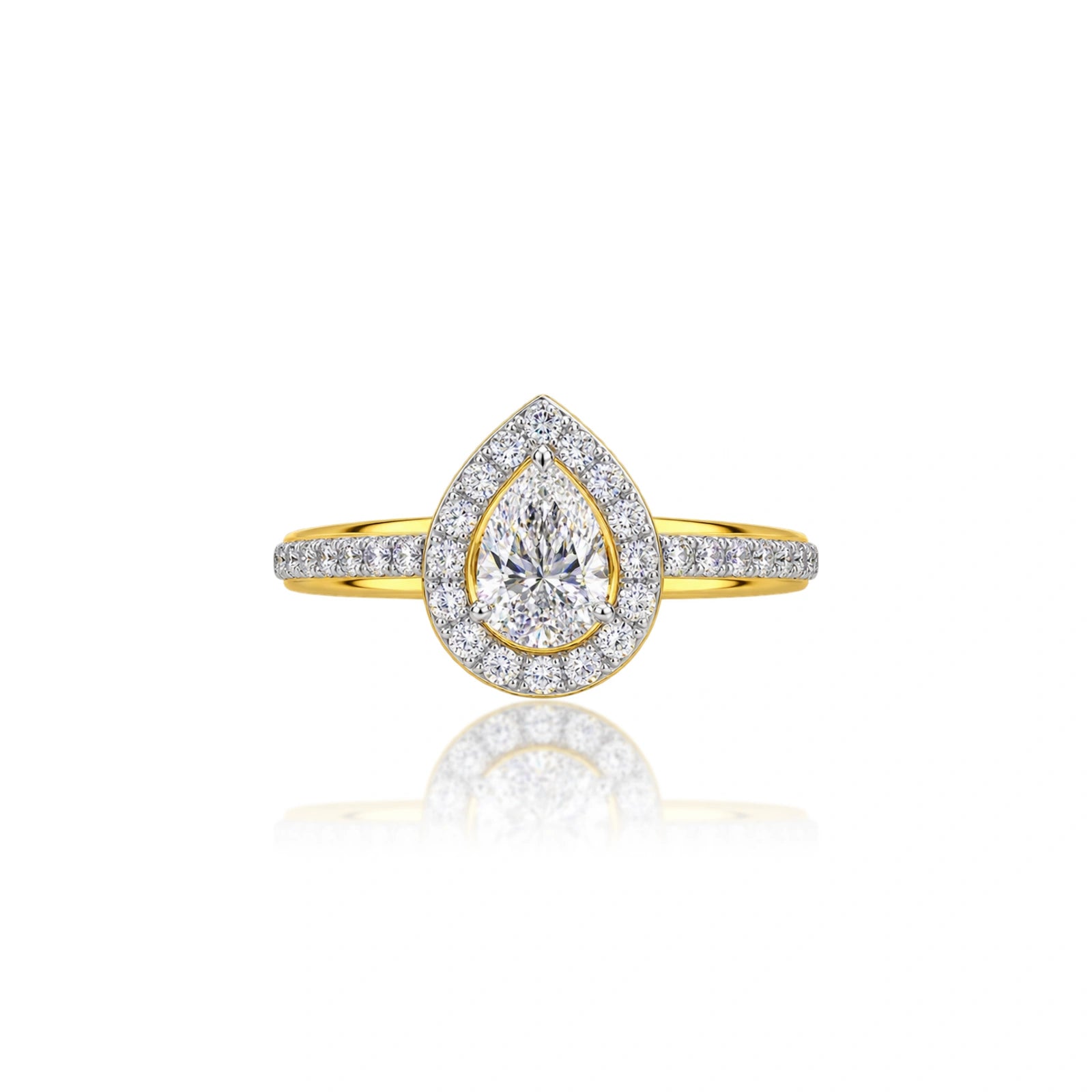 2 Ct Pear Cut Diamond Halo Pave Ring by Fortune Jewellery
