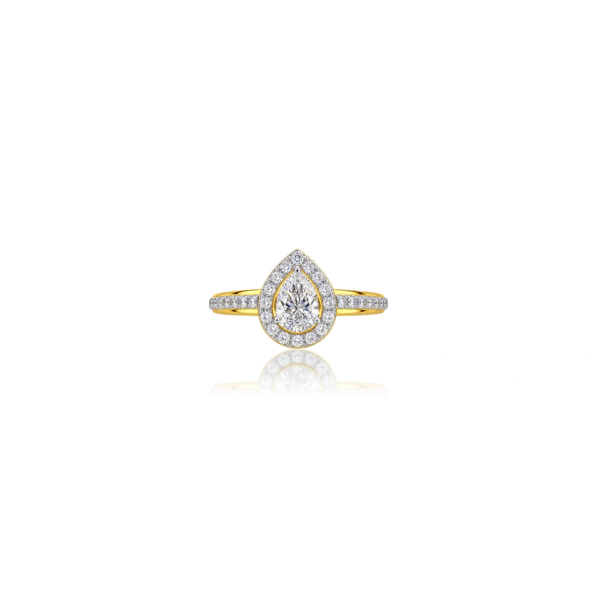 0.5 Ct Pear Cut Diamond Halo Pave Ring by Fortune Jewellery