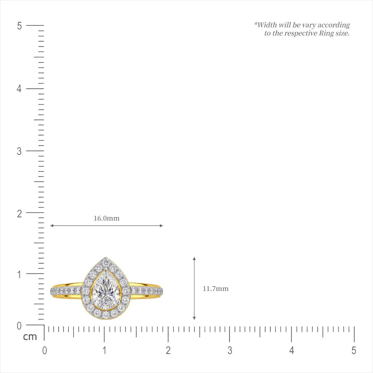 0.75 Ct Pear Cut Diamond Halo Pave Ring for women