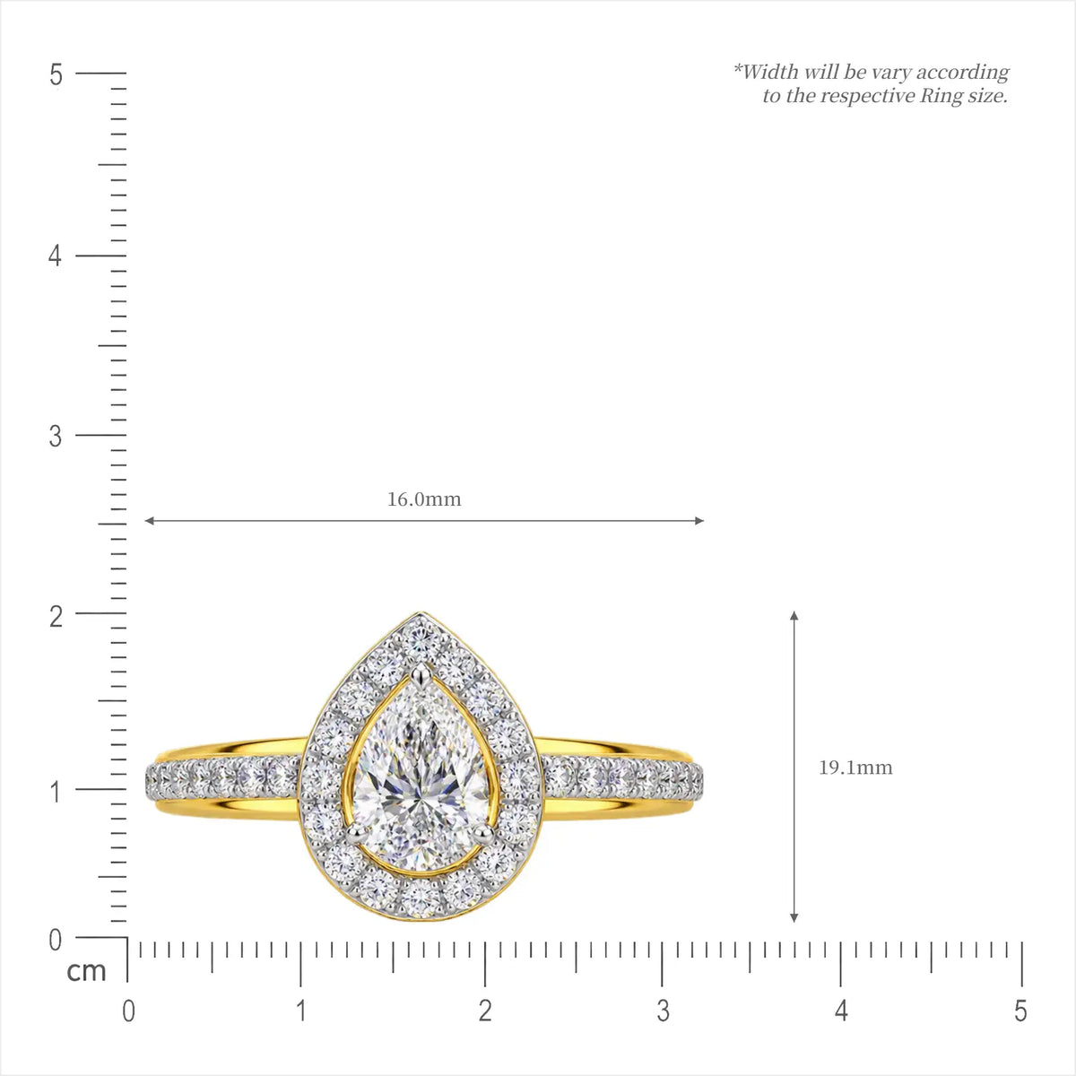 5 Ct Pear Cut Diamond Halo Pave Ring for women