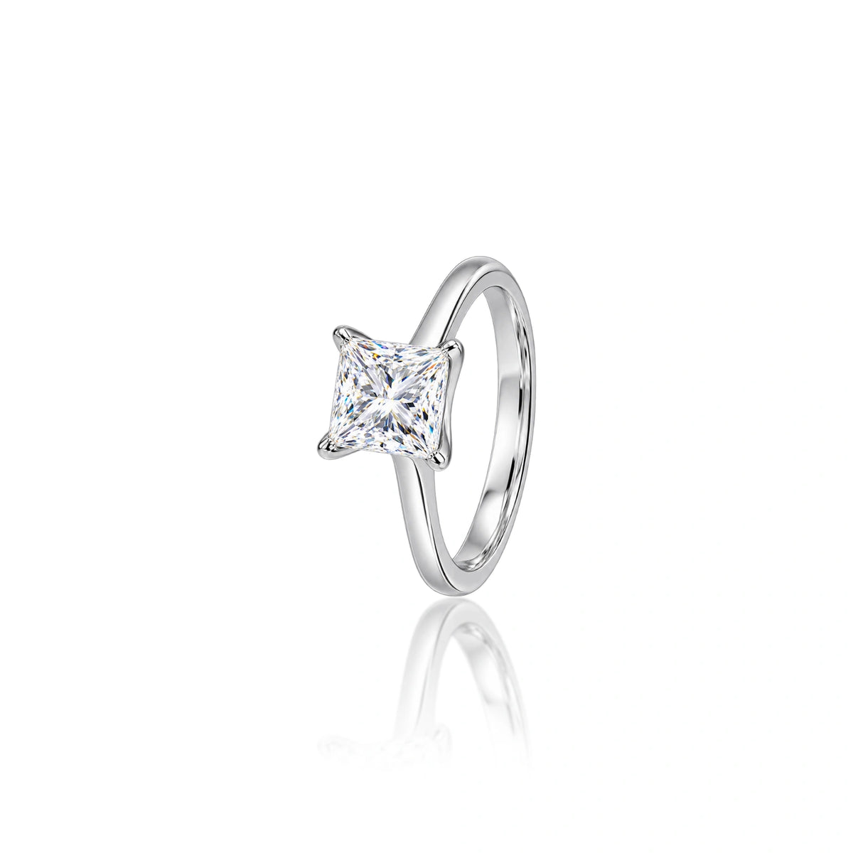 Lab grown 1 Ct Princess Cut Diamond Solitaire Ring