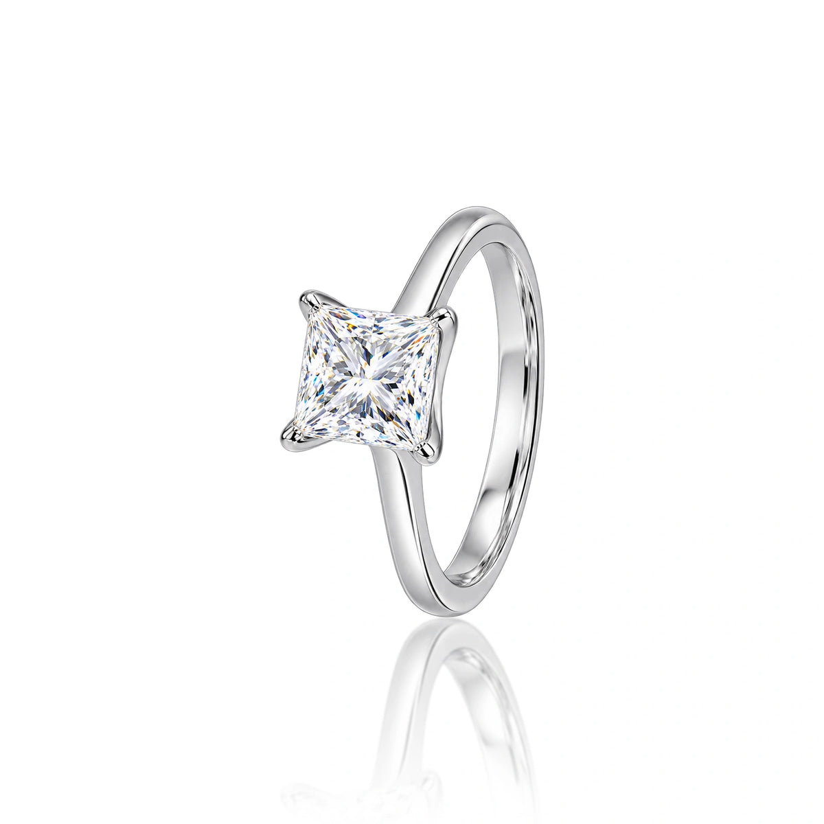 Lab grown 2 Ct Princess Cut Diamond Solitaire Ring
