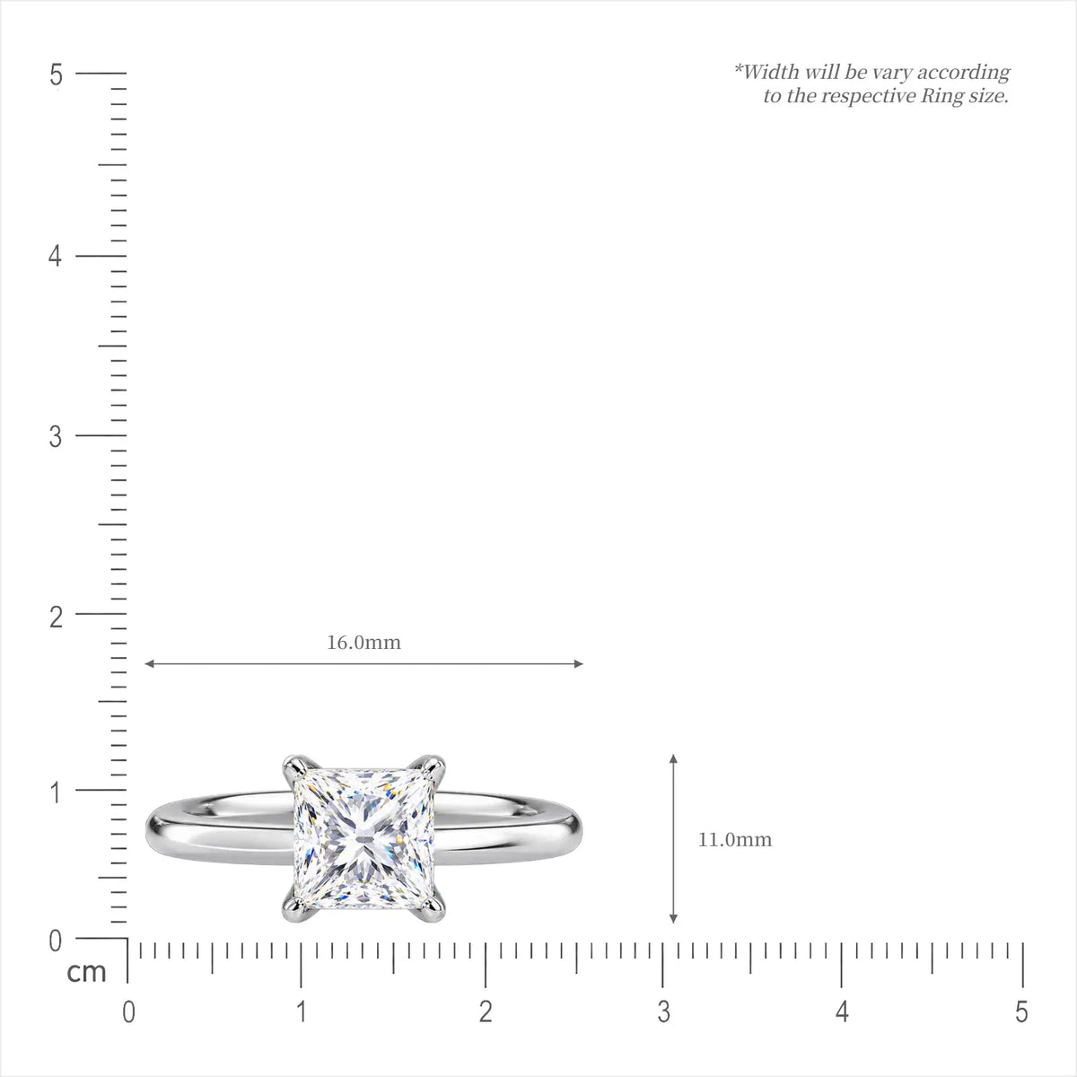 Unique 1 Ct Princess Cut Diamond Solitaire Ring