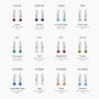Earring collection with gemstones for each month of the year