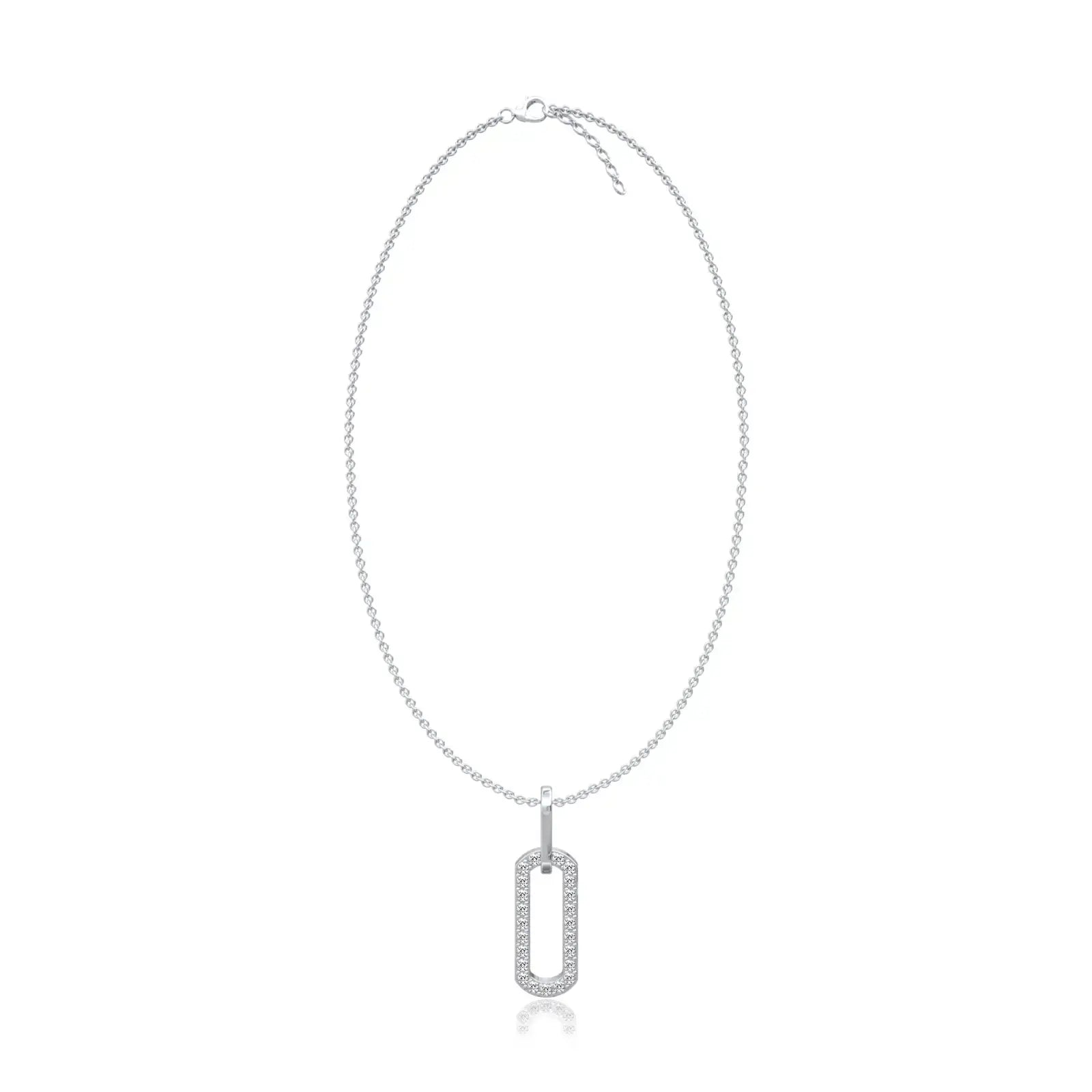 diamond paper clip pendant with chain