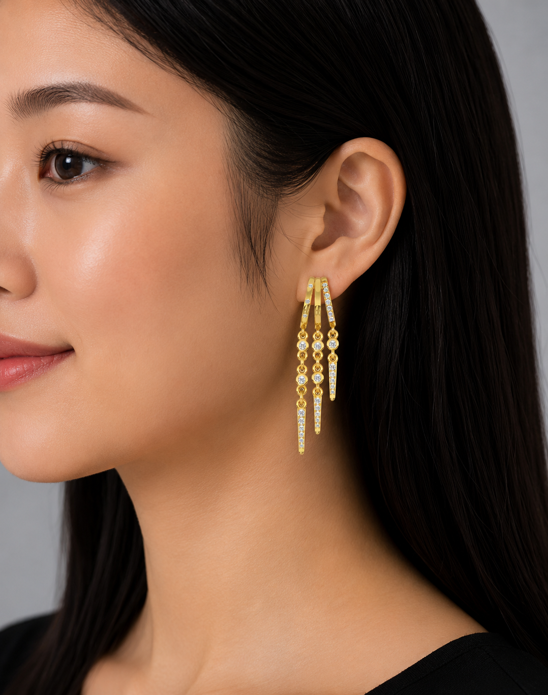 Twin Fall Chain Diamond Drop Earrings